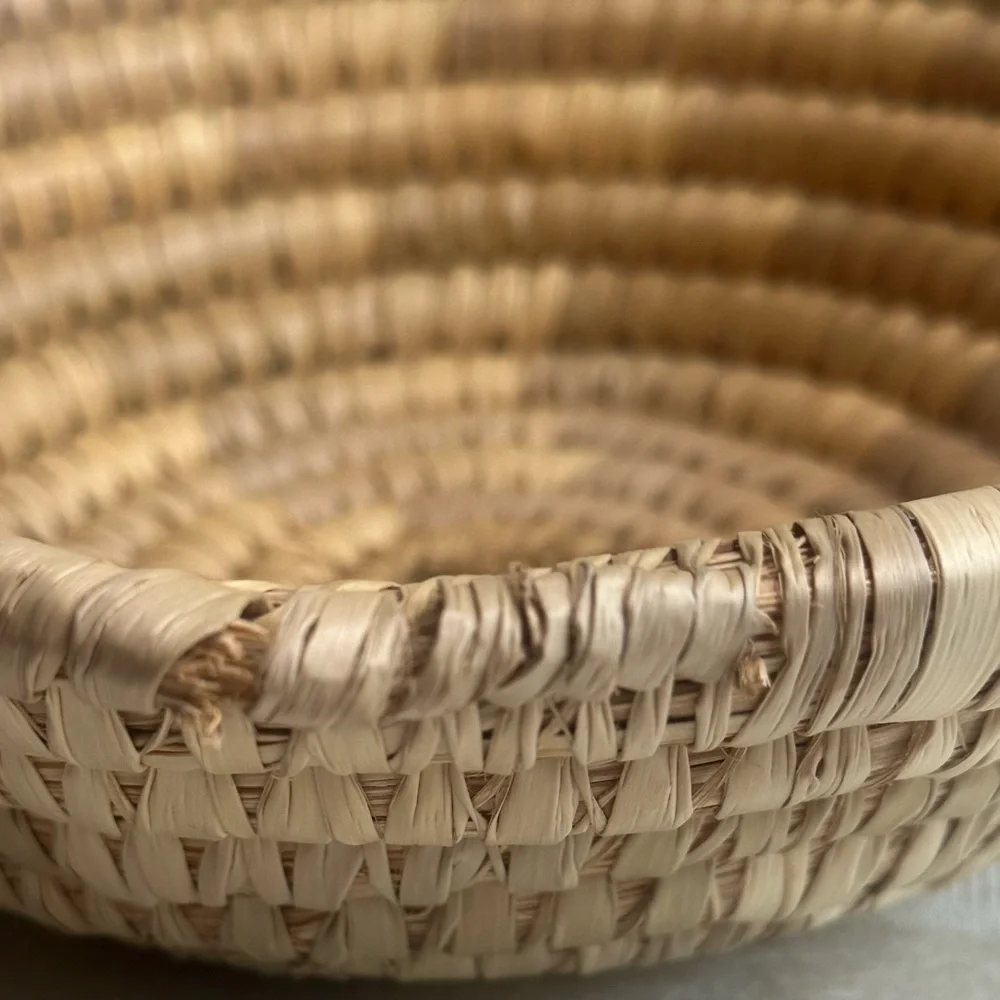 Woven Basket Set Boho Farmhouse Decor Natural Fiber Bowls Pair
